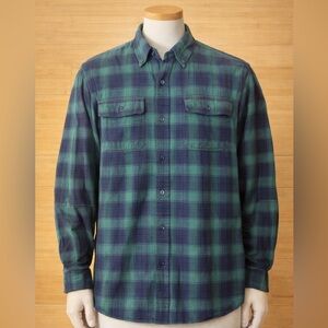 Vintage Men’s L.L. Bean Chamois Blue and Green Flannel Traditional Fit Med Tall